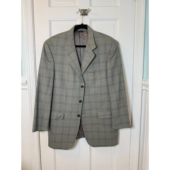 Paul Frederick Grey & Blue Plaid Men's Wool Sport Jacket Size 42R - Picture 1 of 12